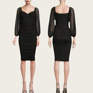NWT | Area Stars | Sheer Sleeve Sweetheart Sheath Dress | Black | Small